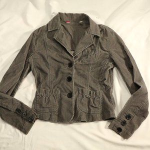 BILL BLASS Collared Button Herringbone Print Jacket Sz Small Wmn